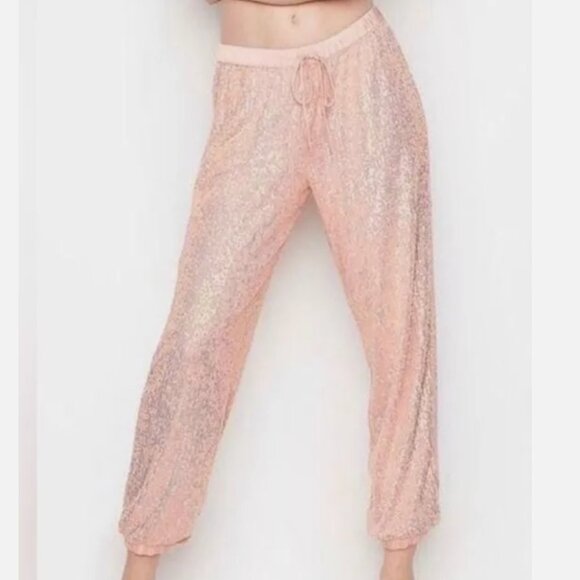NWT: Victoria's Secret Bling Sequin Lounge Jogger Pajama Pants - Size Medium - Picture 1 of 5